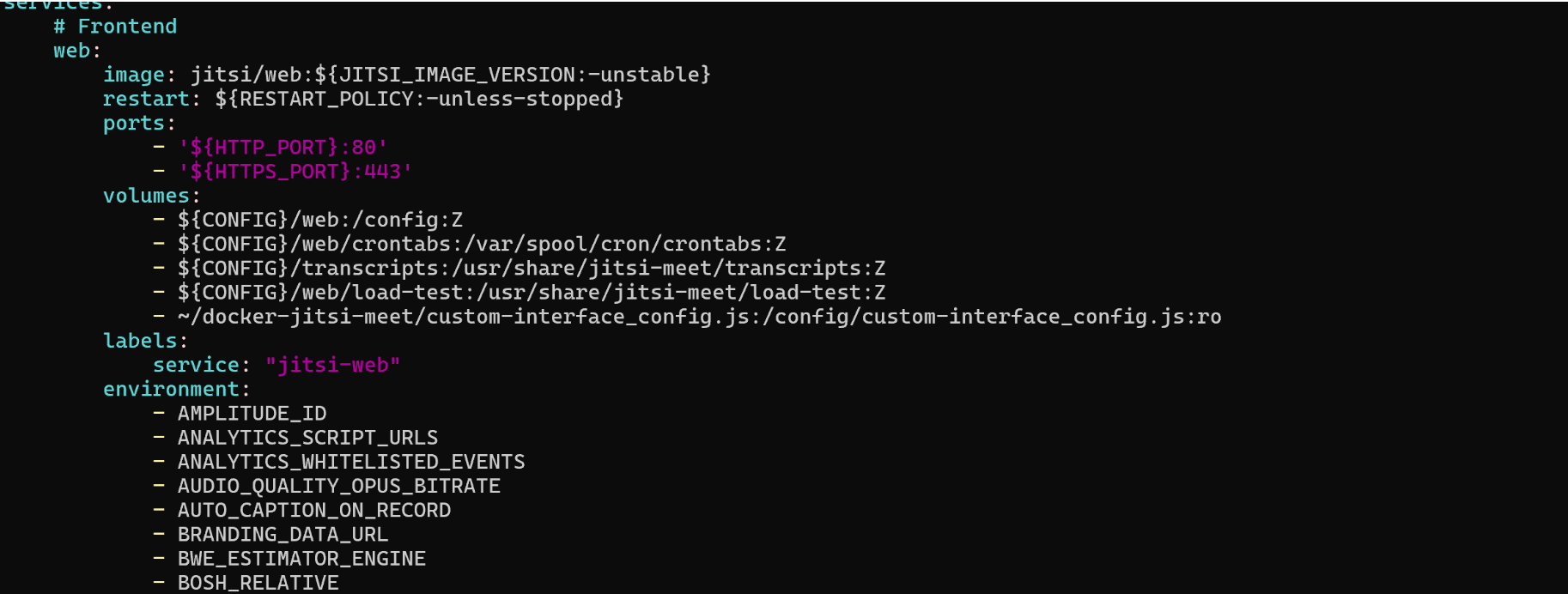 `docker-compose.yml` 修改示例